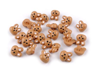 Knoflík dětský zajíc, medvěd, panda 25 kusů{% if variant.name %} – 3 hnědá světlá - zajíc{% endif %}