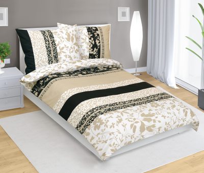 Povlečení bavlněné Béžová,Černá 90/927 140x200, 70x90 cm{% if product.brand.name %} – Bellatex{% endif %}
