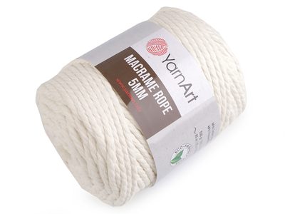 Macrame Rope 5 mm Pletací příze 500 g{% if variant.name %} – 2 (752) krémová nejsvět.{% endif %}