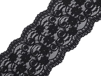 Elastická krajka / vsadka šíře 10 cm METRÁŽ{% if variant.name %} – 2 černá{% endif %}