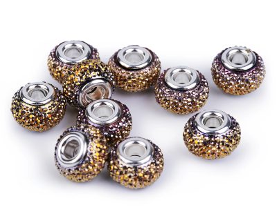 Plastové korálky s velkým průvlekem / plavkové 9x14 mm 2 kusy{% if variant.name %} – 15 (067) zlatá sv. - AB {% endif %}