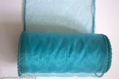 Organza obšitá šíře 35-40 cm, návin 8 m{% if variant.name %} – modrá světlá{% endif %}