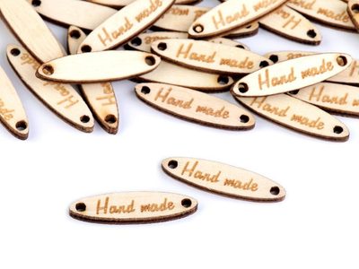 Dřevěná cedulka / ozdoba Handmade 6x27 mm balení 10 kusů{% if product.brand.name %} – Galanterka{% endif %}