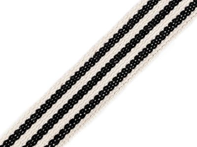 Bavlněný oboustranný popruh šíře 38 mm METRÁŽ{% if variant.name %} – 3 režná světlá černá{% endif %}