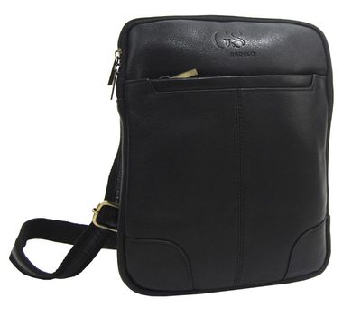 GROSSO Kožená pánská crossbody taška 22x28x6 cm černá{% if product.brand.name %} – Grosso{% endif %}
