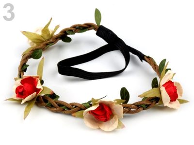 Pružná čelenka s květy{% if variant.name %} – 3 červená jahoda{% endif %}
