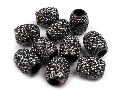 Plastové korálky s velkým průvlekem 13x15 mm 5 kusů{% if variant.name %} – 8 (059) šedá hematit{% endif %}