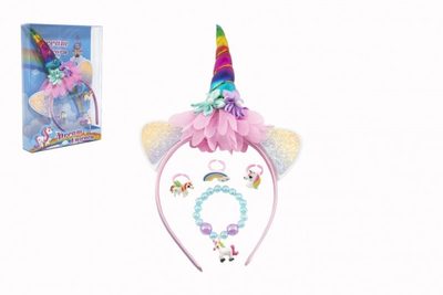 Sada krásy čelenka jednorožec,náramek,prstýnek 3ks plast v krabičce 17,5x25x4cm{% if product.brand.name %} – Teddies{% endif %}