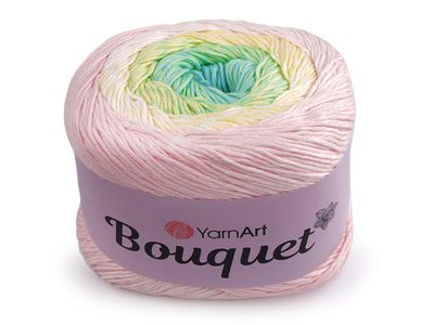 Bavlněná pletací příze Bouquet 250 g{% if variant.name %} – 4 (706) růžová nejsv. zelená{% endif %}