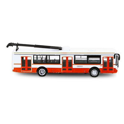 Unikátní kovový trolejbus 16 cm červený na zpětný chod v CZ obalu – fotka 4