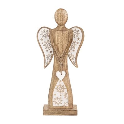 Anděl s bílým srdcem a vločkami O0357 - 20 x 5,5 x 45,5 cm{% if product.brand.name %} – Morex{% endif %}