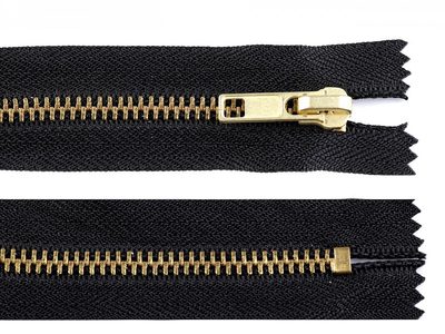 Kovový / mosazný zip šíře 6 mm délka 12 cm{% if variant.name %} – 332 černá{% endif %}