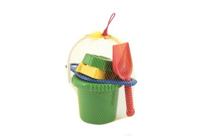 Kbelík sítko lopatka 2 bábovky plast v síťce 12m+ – fotka 1
