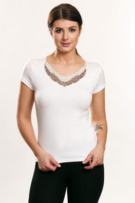 Dámská halenka  Iga 3 milky - krátký rukáv{% if product.brand.name %} – VIOLANA{% endif %}