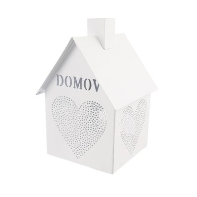 Domeček kov srdce Domov na svíčku bílý O0531 - 12 x 12 x 17 cm{% if product.brand.name %} – {% endif %}