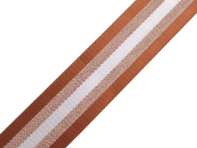 Hladký oboustranný popruh s lurexem šíře 50 mm METRÁŽ{% if variant.name %} – 3 hnědá koňak měděná{% endif %}