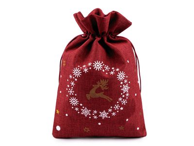 Vánoční dárkový pytlík sob 20x30 cm imitace juty{% if product.brand.name %} – Stoklasa{% endif %}