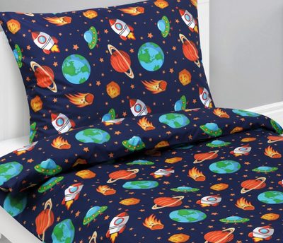 Povlečení bavlněné Junior Modrá,Oranžová 90/088 140x200, 70x90 cm – fotka 1