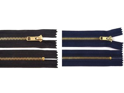 Kovový / mosazný zip šíře 4 mm délka 10 cm kalhotový{% if product.brand.name %} – Stoklasa{% endif %}