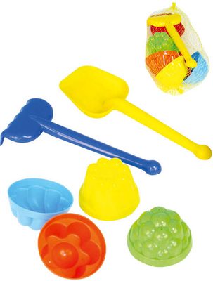CHEMOPLAST Sada na písek lopatka a hrábě + 4 formičky v síťce{% if product.brand.name %} – Chemoplast{% endif %}