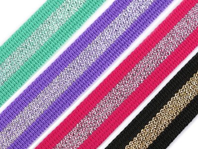 Popruh polypropylénový šíře 20 mm s lurexem METRÁŽ{% if product.brand.name %} – Stoklasa{% endif %}