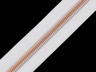 Zip spirálový No 5 s metalickými zoubky metráž{% if variant.name %} – 5 bílá růžovozlatá{% endif %}