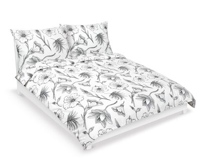 Bavlněné povlečení na dvoudeku Bílá,Šedá 90/935{% if variant.name %} – 200x220 cm, 2ks 70x90 cm (200 cm šířka x 220 cm délka prodloužená){% endif %}