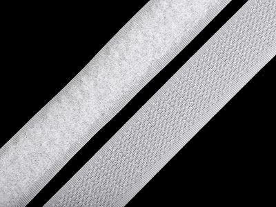 Suchý zip háček + plyš šíře 20 mm bílý metráž – fotka 1