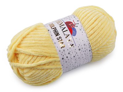 Dolphin Star Pletací žinylková příze s lurexovým vláknem 100 g{% if variant.name %} – 3 (92102) žlutá světlá{% endif %}