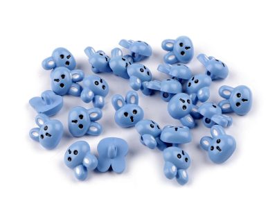 Knoflík dětský zajíc, medvěd, panda 25 kusů{% if variant.name %} – 4 modrá jemná - zajíc{% endif %}