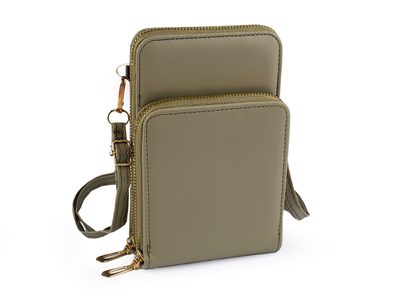 Peněženka s kapsou na mobil přes rameno crossbody 11,5x18cm{% if variant.name %} – 4 šedozelená sv.{% endif %}