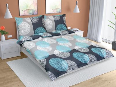 Bavlněné povlečení na dvoudeku Modrá,Šedá 90/564{% if variant.name %} – 220x200 cm, 2ks 70x90 cm (220 cm šířka x 200 cm délka){% endif %}