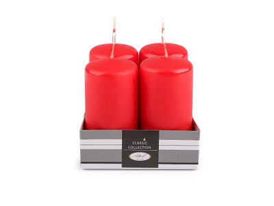Adventní svíčky válec Ø4 cm - 4 červená mat
