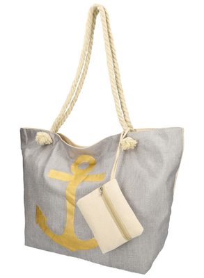 Velká plážová taška šedá se zlatou kotvou WF14{% if product.brand.name %} – Linea Moda{% endif %}