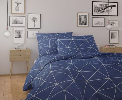 Bavlněné povlečení NORDIC COLLECTION 140x200, 70x90cm GRID modré – fotka 3