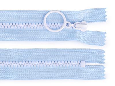 Kostěný zip barevný No 5 délka 15 cm s ozdobným jezdcem - 7 (185) modrá světlá bílá