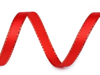 Atlasová stuha s lurexem svazky po 5 m šíře 6 mm vánoční návin 5 METRŮ{% if product.brand.name %} – Galanterka{% endif %}