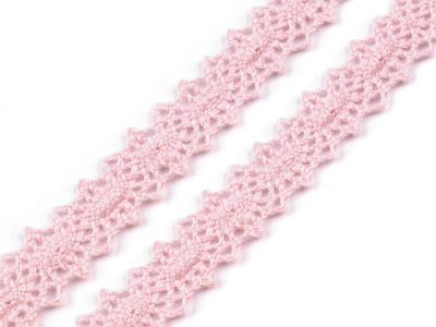 Krajka / vsadka paličkovaná šíře 12 mm METRÁŽ{% if variant.name %} – 3 růžová světlá{% endif %}