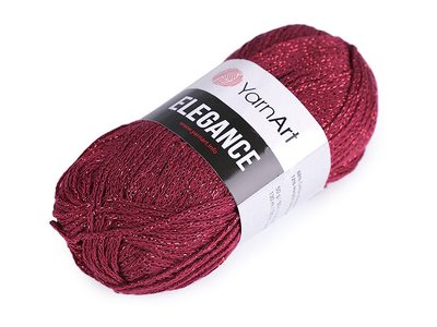 Pletací příze Elegance lurex 50 g - 4 (123) bordó stříbrná