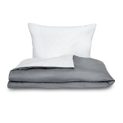 Saténové povlečení LUXURY COLLECTION tmavě šedé/bílé{% if variant.name %} – 1x 240/200, 2x 70/90cm{% endif %}