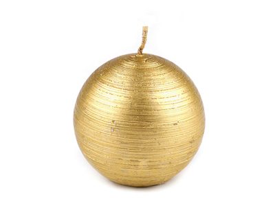 Adventní / vánoční svíčka koule metalický lesk Ø8 cm{% if variant.name %} – 4 zlatá{% endif %}
