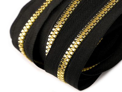 Zip kostěný 5 mm metráž zlato a stříbro{% if variant.name %} – 3 černá zlatá{% endif %}