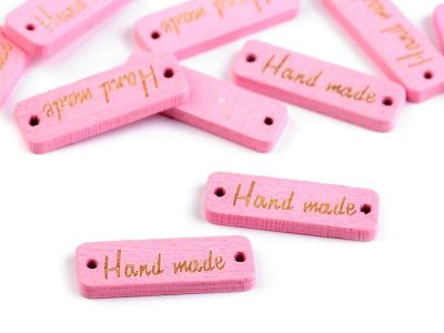 Dřevěná cedulka / ozdoba Handmade 10x30 mm 10 kusů{% if variant.name %} – 4 růžová{% endif %}