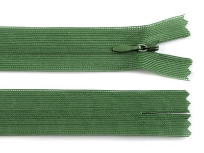 Spirálový zip skrytý šíře 3 mm délka 30 cm dederon - 265 zelená lahvová
