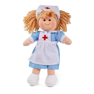 Bigjigs Toys Látková panenka zdravotní sestřička Nancy 28 cm – fotka 1