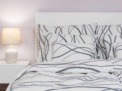 Bavlněné povlečení Vlny tmavě šedé na bílém podkladu 140x200, 70x90 cm – fotka 2