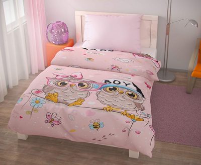 Ložní povlečení pro mladé 140x200, 70x90cm PUHU růžové{% if product.brand.name %} – Kvalitex{% endif %}