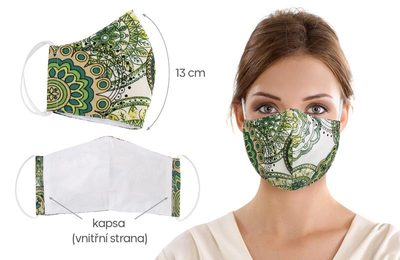 Dětská rouška 13 cm zelená mandala{% if product.brand.name %} – Bellatex{% endif %}