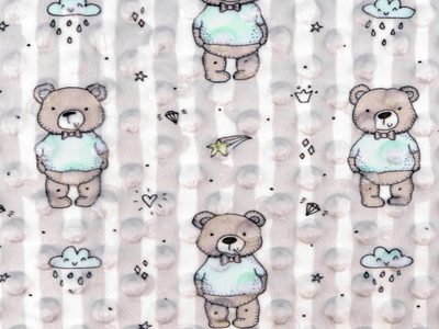 Minky s 3D puntíky medvídek METRÁŽ šíře 150 cm{% if product.brand.name %} – Mikaton{% endif %}