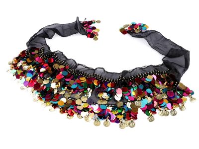 Shakira šátek s flitry a penízky monofilový 23x150 cm{% if product.brand.name %} – Stoklasa{% endif %}